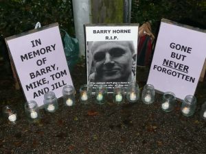 SHAC protest outside HLS in rememberance of Barry in Occold, Suffolk, November 5