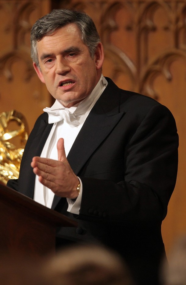 Gordon Brown delivers the annual foreign policy speech at Lord Mayor's banquet