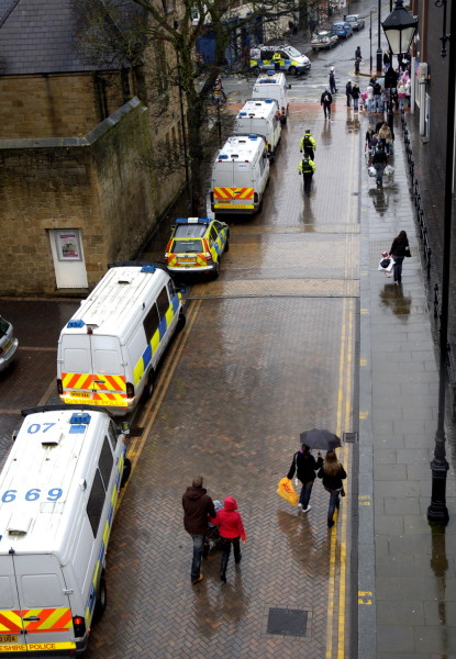 Just a few of the many cop vans in attendance