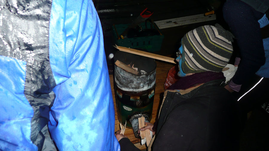 first wood stove alight