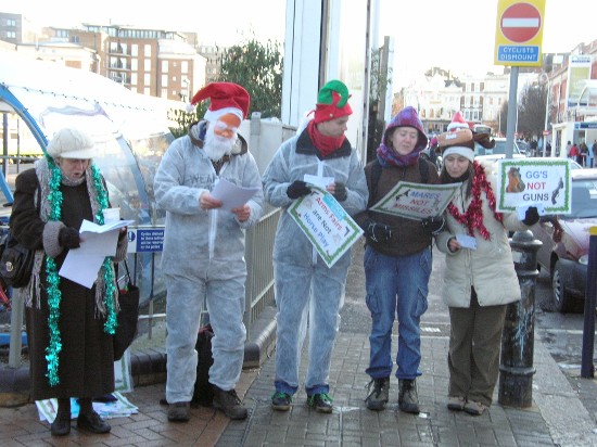 Singing at station exit