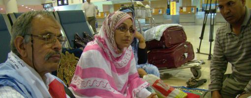 Aminatou at Lanzarote airport where she staged her 32 day hunger strike