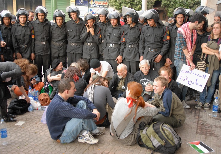 Gaza Freedom marchers occupying “Free Gaza Square” on 31 December 2009