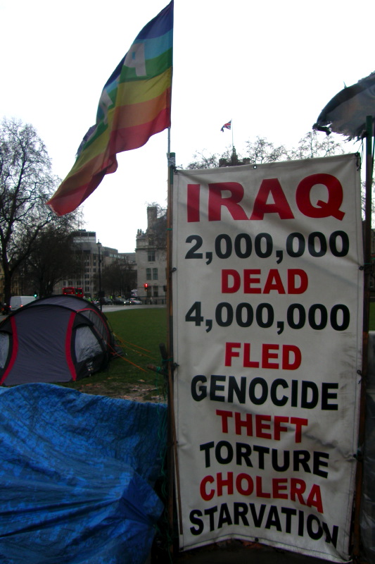 C6. Brian Haw's Peace Camp spells out Tony Bliar's Bloody Legacy