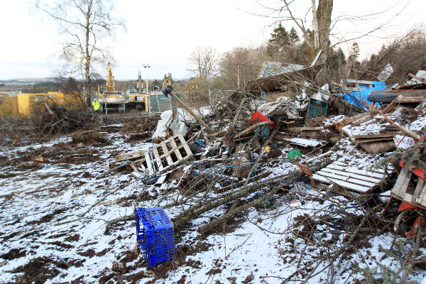mainshill after eviction - diggers ready to begin coal extraction