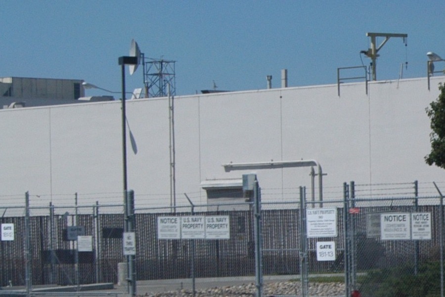 Building 181 surrounded by warning signs