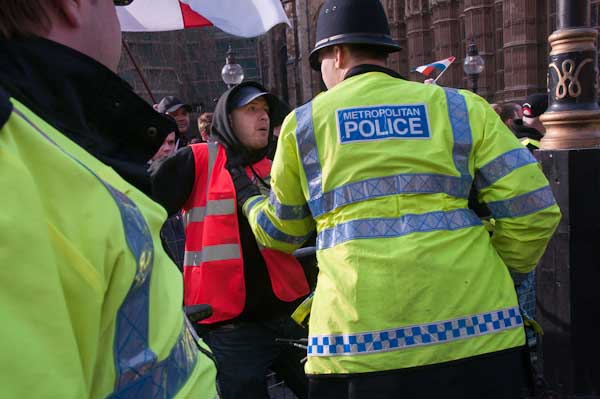 Police grab an EDL steward