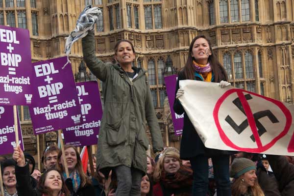 EDL + BNP = Nazi-racist thugs
