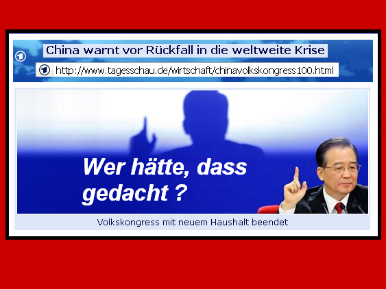 China warnt vor Rückfall in die weltweite Krise