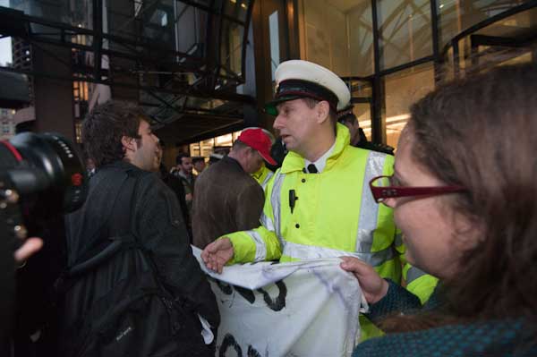 Broadgate security ask protesters to move away