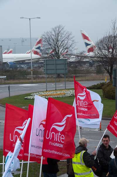 Picket at Heathrow and BA planes on the ground