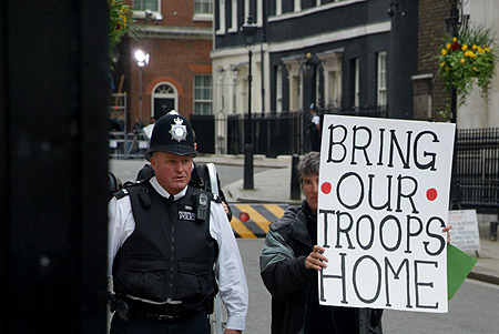 Leaving Downing Street.