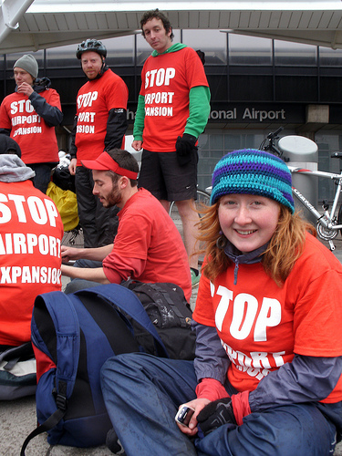 Resting up outside arrivals