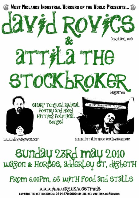Rovics and Attila Gig for West Mids IWW 2010