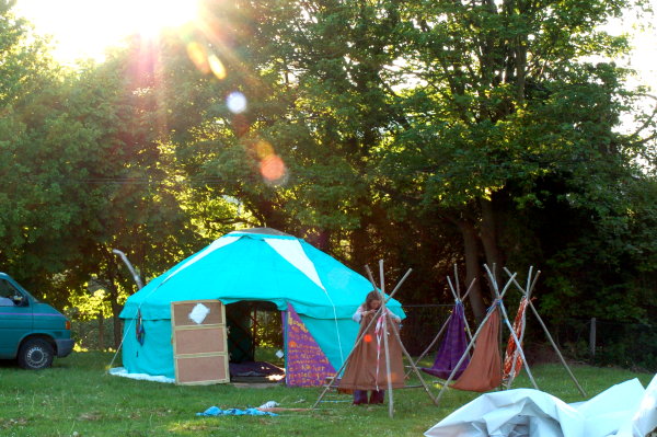 The yurt catches the sun