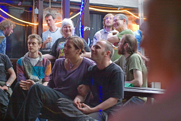 Part of the audience enjoying the performance close up