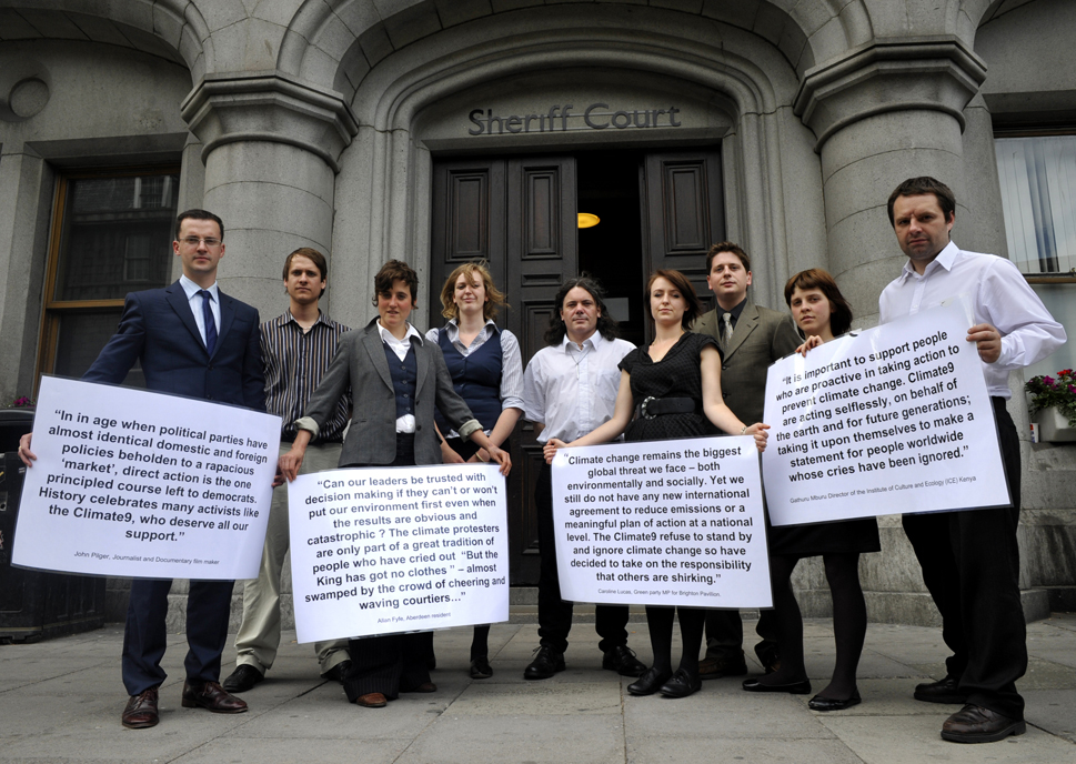 Climate9 outside court after expert witnesses give evidence- Wednesday 24th June