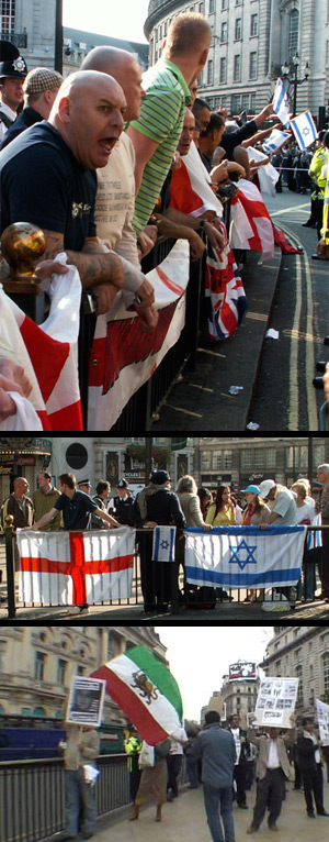 FIGURE 4: The opposition: racists & zionists(top), Iranian royalist (bottom)