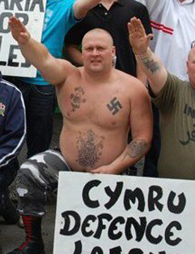 Swastika-tattooed neo-Nazi from the Welsh Defence League