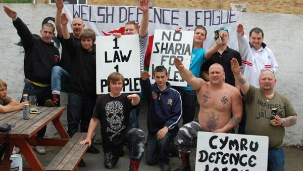 Welsh Defence League in pub Seig Heiling