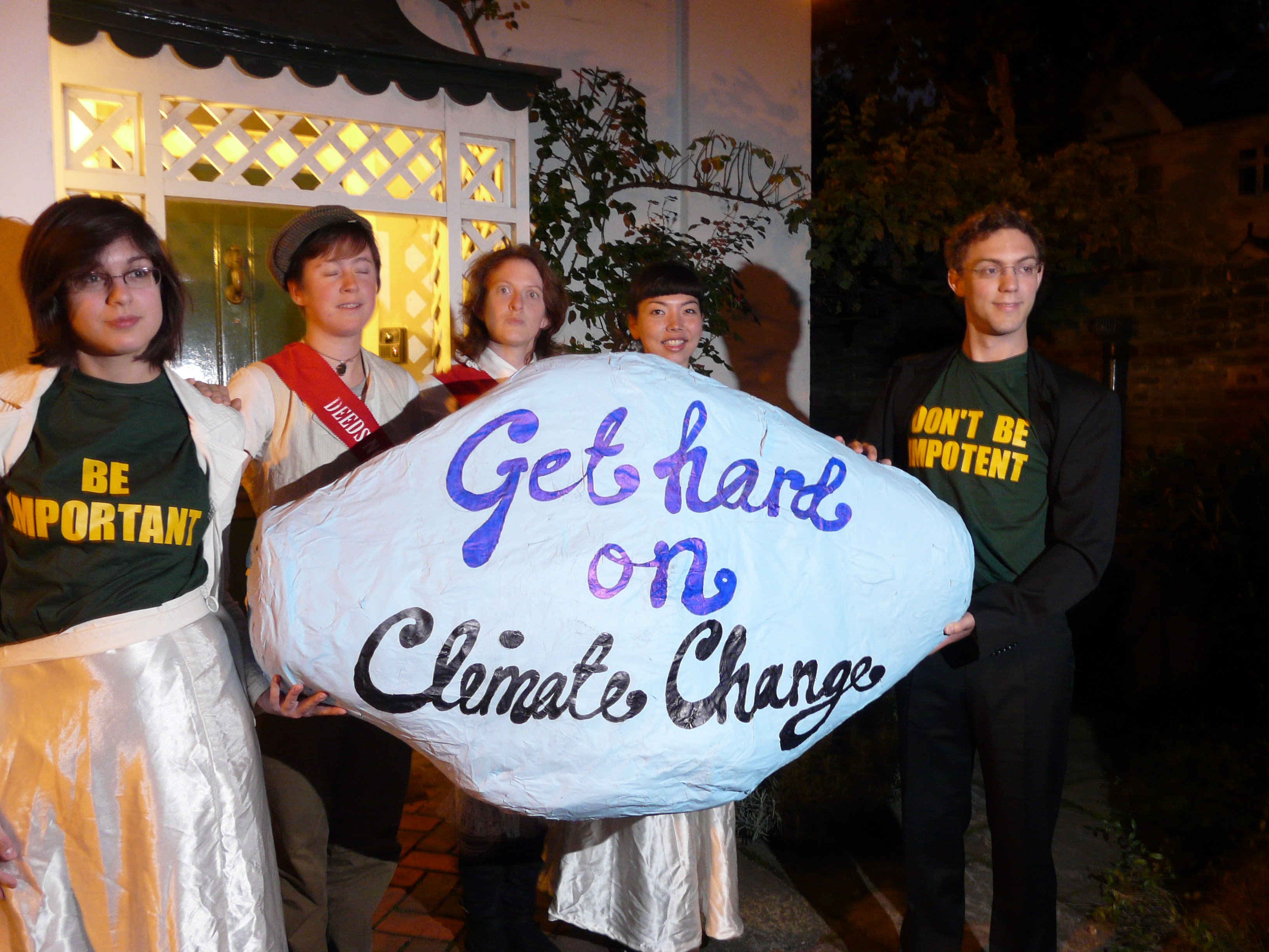 Climate Rush outside Clegg's pad