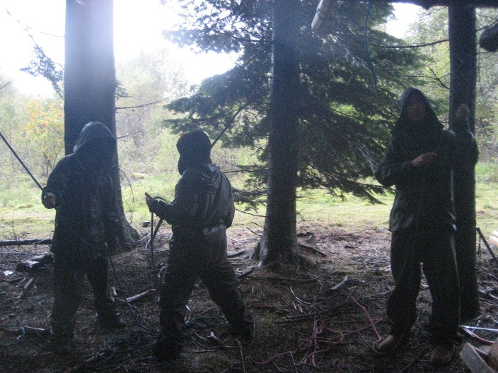 people pulling the roof on