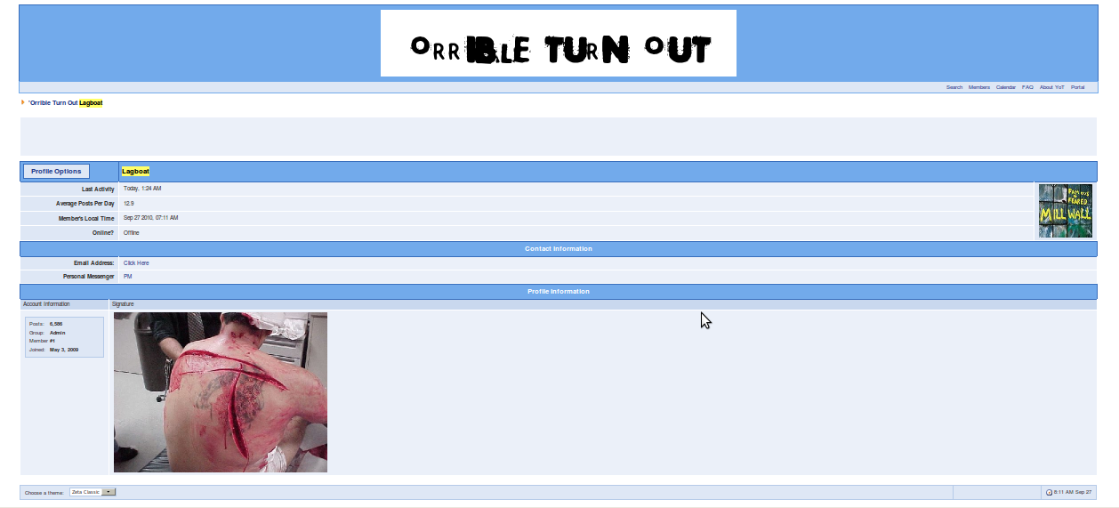 Dean "Lagboat" West's (saved) profile from Orrible Turn Out