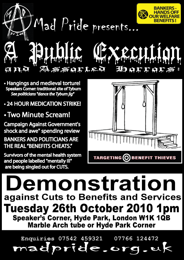 Mad Pride demonstration 26th October poster