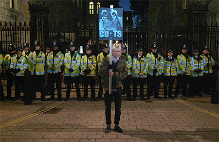 Guarding Downing Street.
