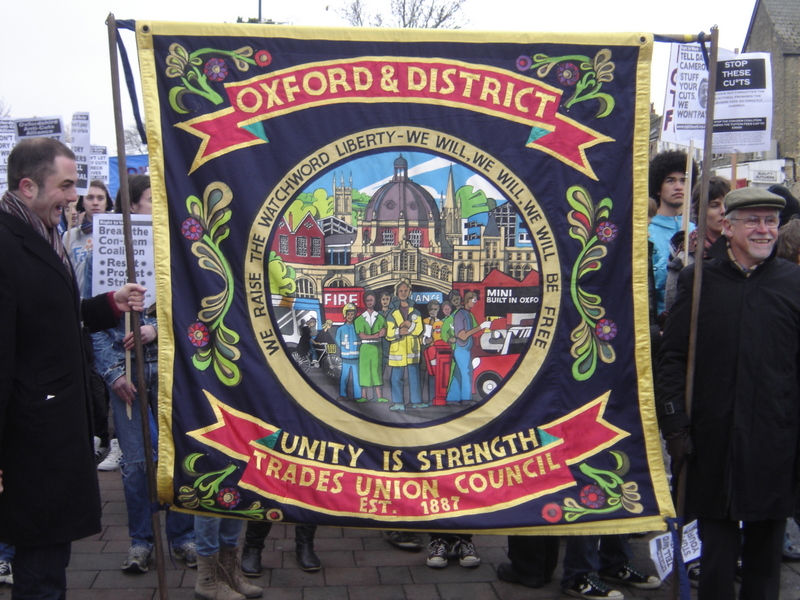 The march's lead banner