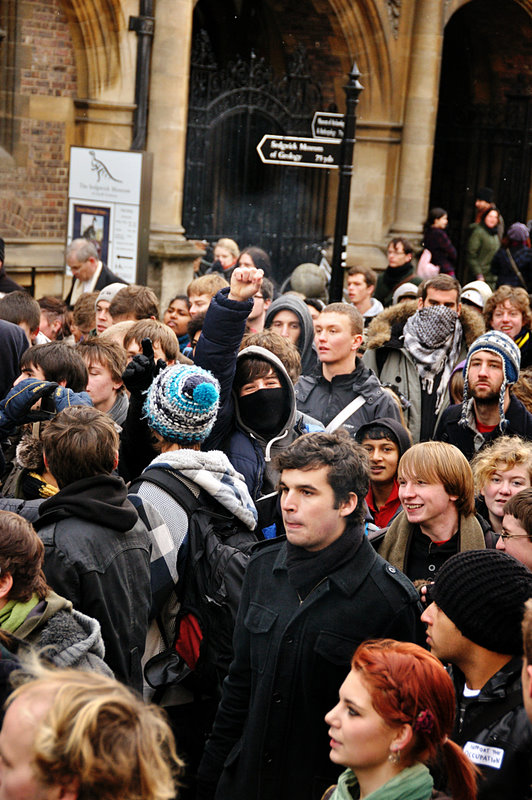 Happy masked student