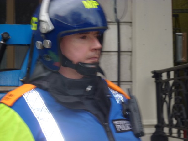 FIT cop on 30/11 demo in helmet
