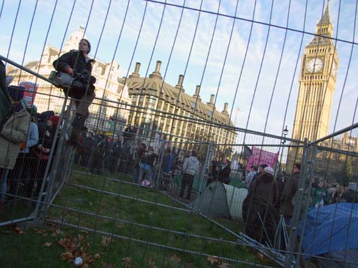 The open air prison camp that was Parlaiment Square.