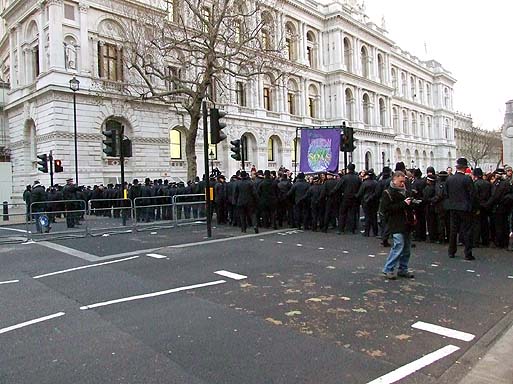 The last police line, near Whitehall/Cenotaph.