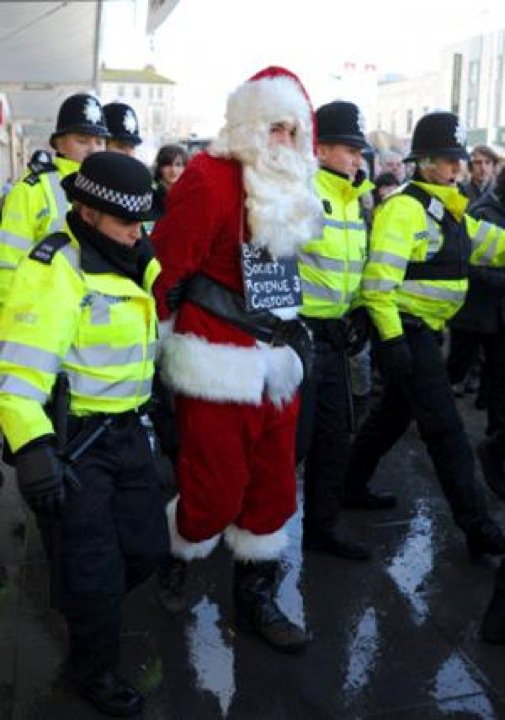 Arrest of superglue santa in Brighton