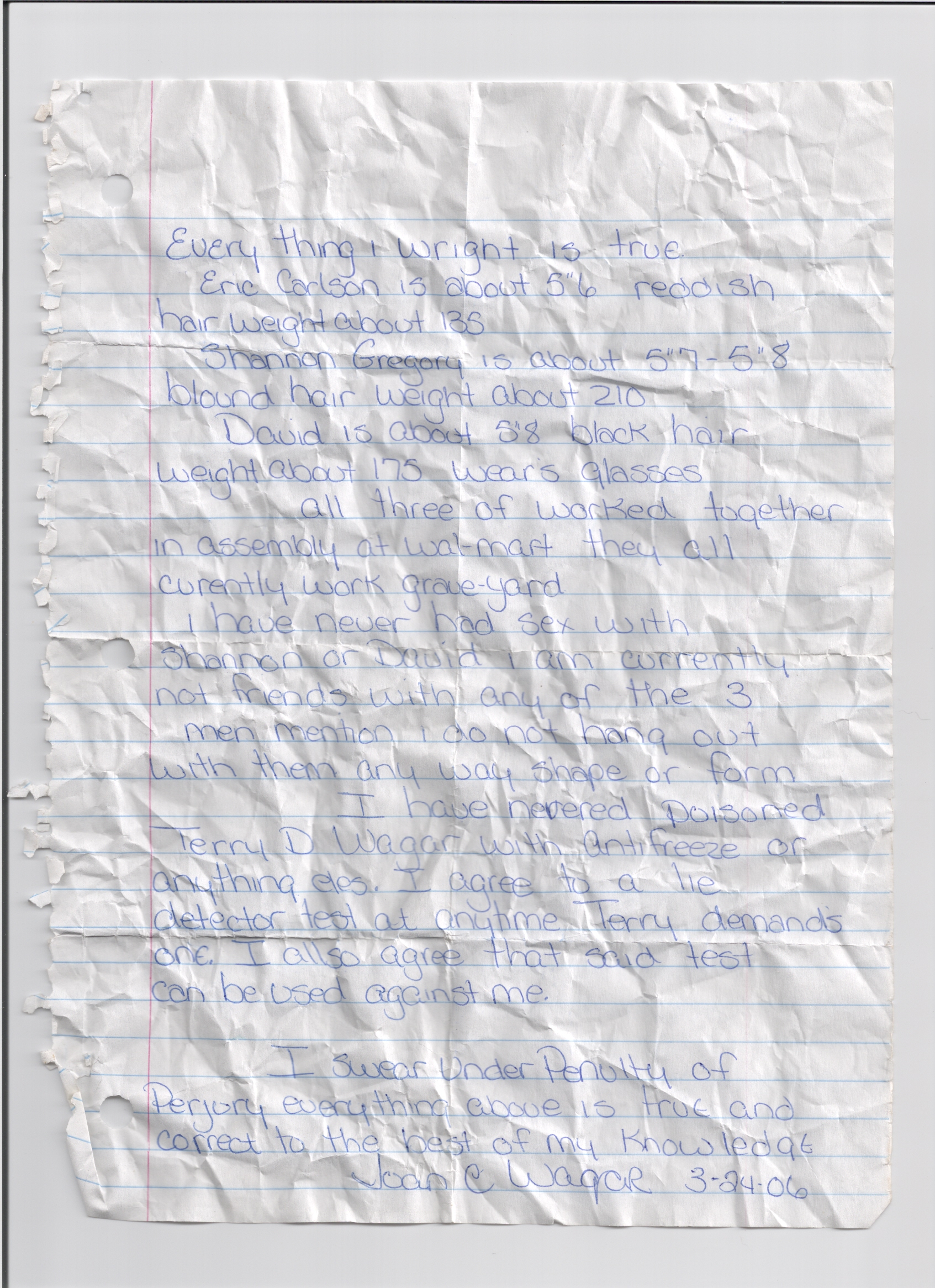 Joan Wagar hiding body double, hiding poison