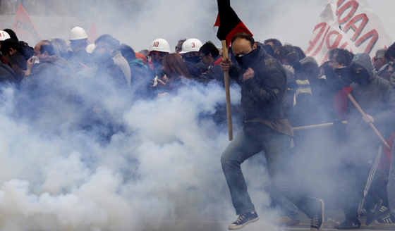 Demonstrators resisted the usual police violence