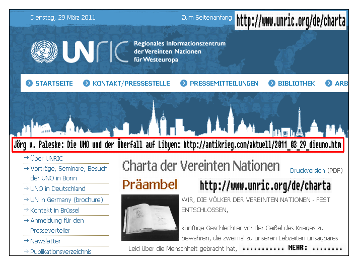 Die UNO u.d. Überfall auf Libyen