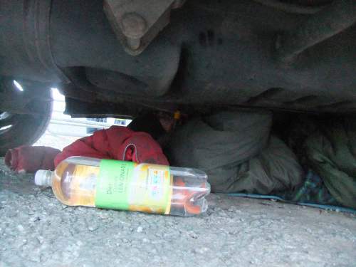 Protester under van for 14 hours!