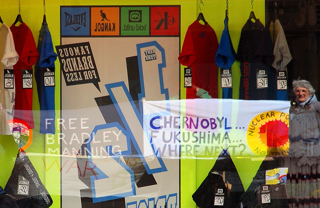 banners in shop window