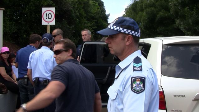Senior Constable Adam Hankinson arresting my son at community forum
