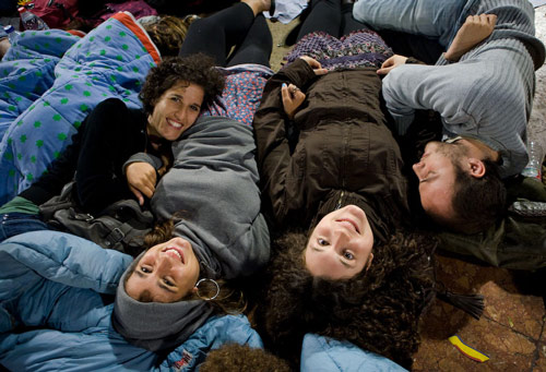 May 29: People remain in the plaza in Barcelona