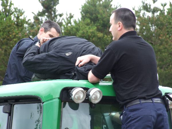 Forcibly removing from tractor