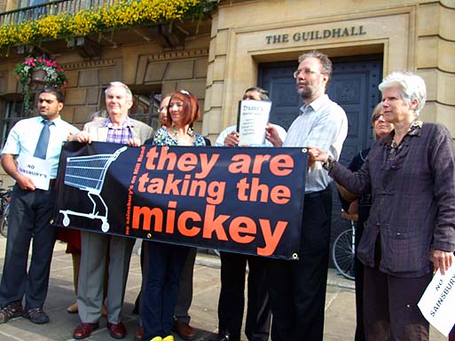 Outside the Guildhall, with petition.