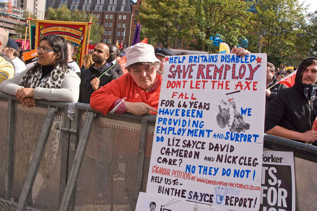 Remploy demonstrator at rally