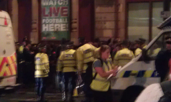 Police kettle / hassle last night (via @ManyHeadedHydra)