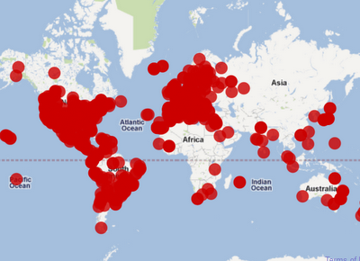 Global map of the 15th October Occupy X events