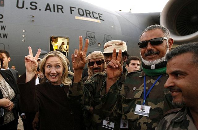 Hilary Clinton and Libyan nationalists.