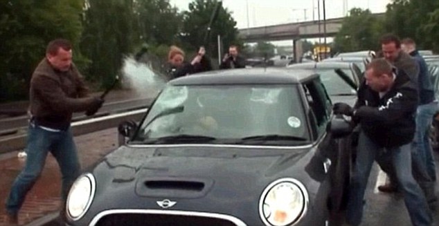 Cops smashing up car in Edmonton