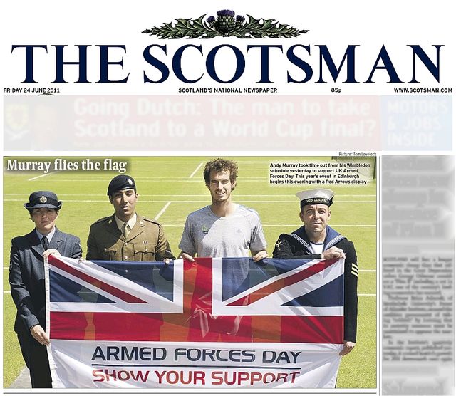 Andy Murray marks the Armed Forces Day (The Scotsman, 24 June 2011)